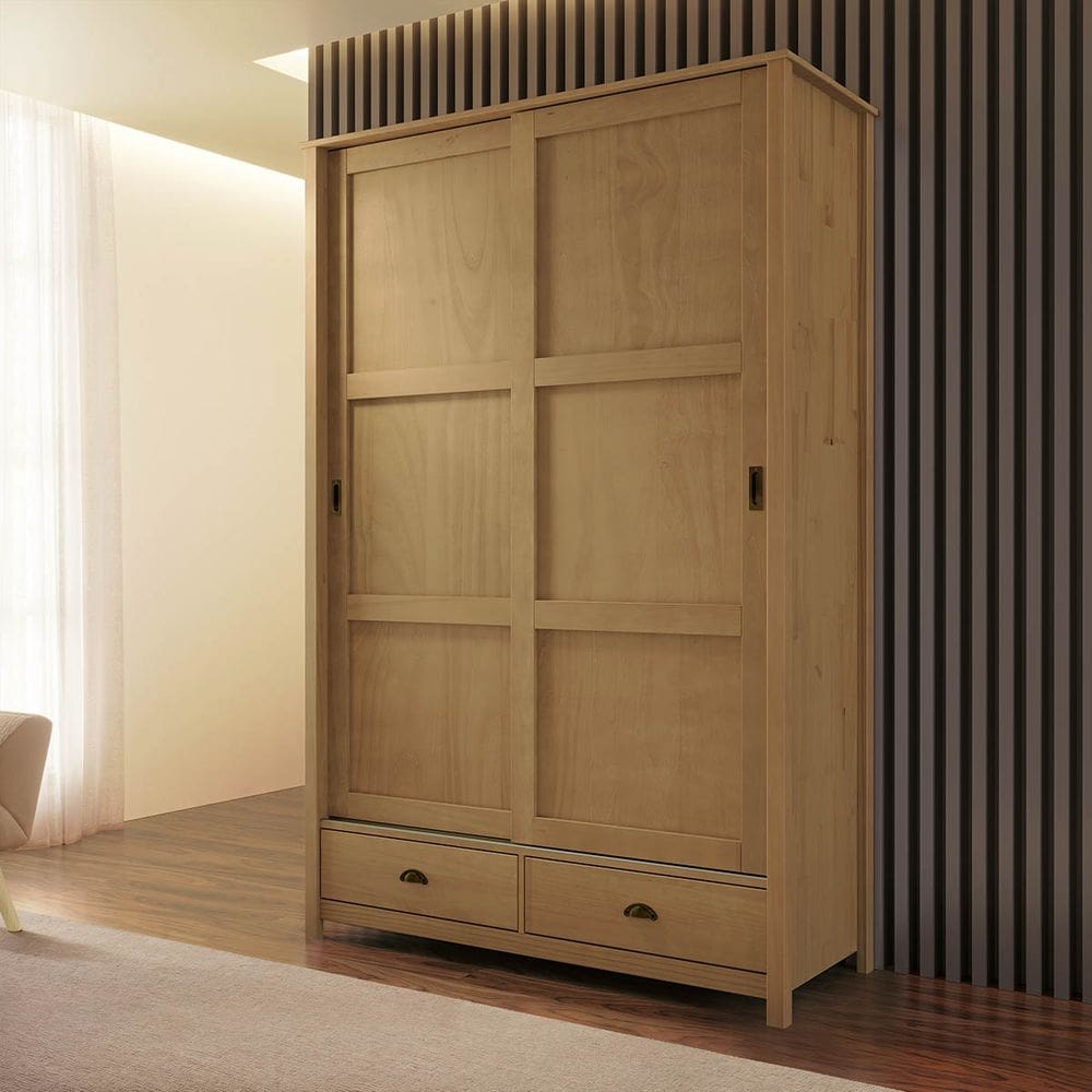 Guarda-Roupa Topázio 2 Portas de Correr Freijó Madeira Pinus - Finestra