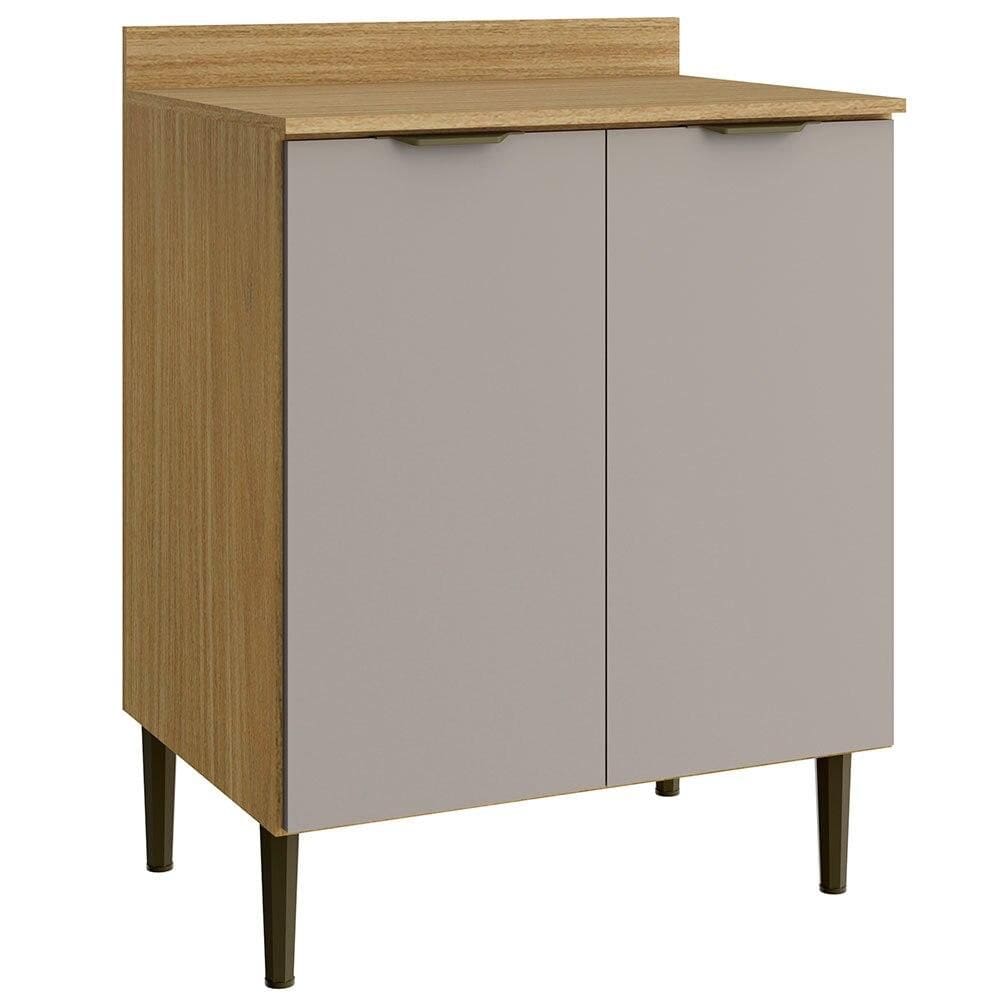 Balcão de Cozinha 2 Portas Casamia Ibiza MDF, Freijó e Cinza 70 cm