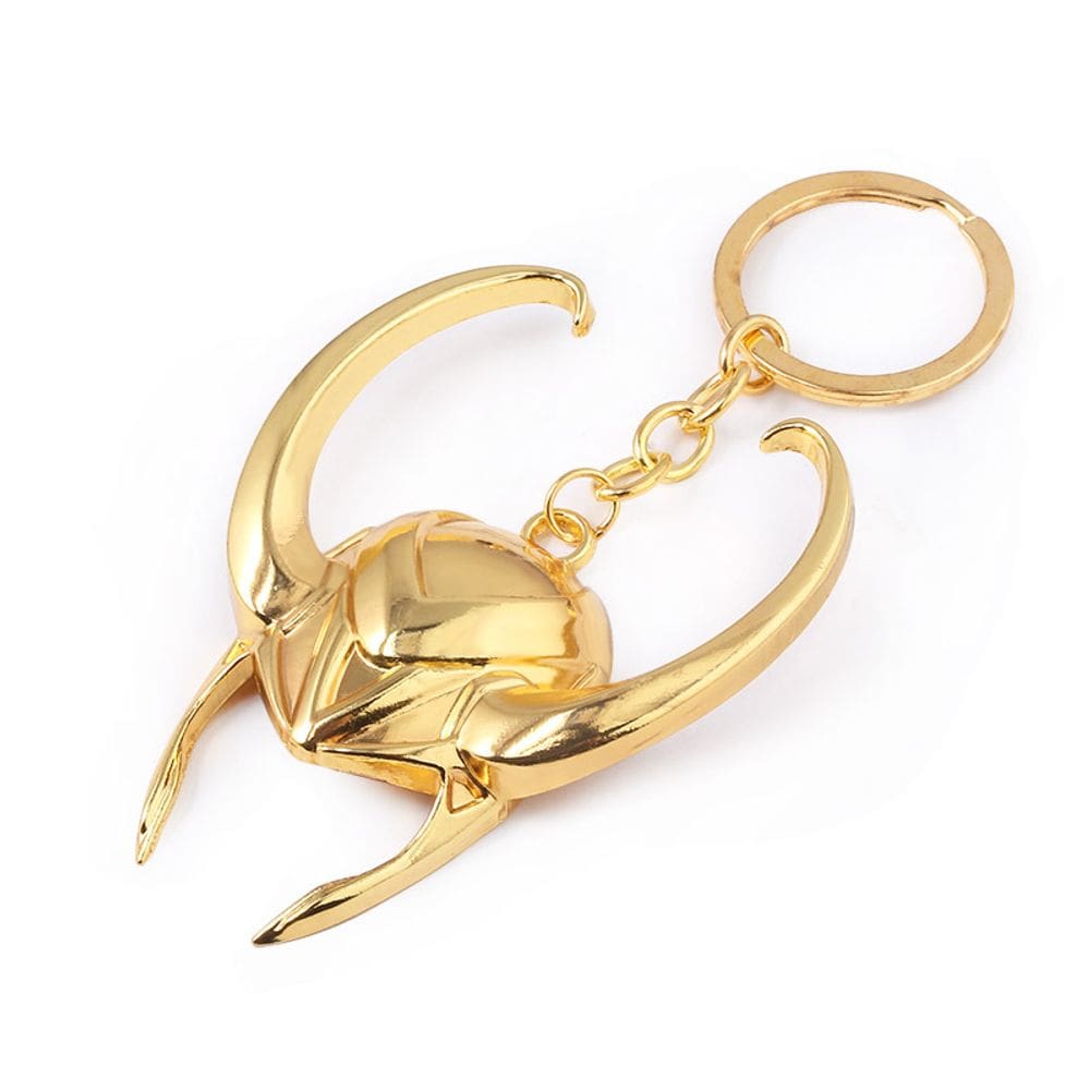 Pingente de chaveiro Nordic Mythology Loki Mask Helmet Golden