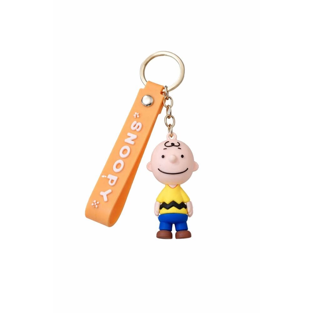 Chaveiro Snoopy PVC com pulseira de couro preta para bolsas
