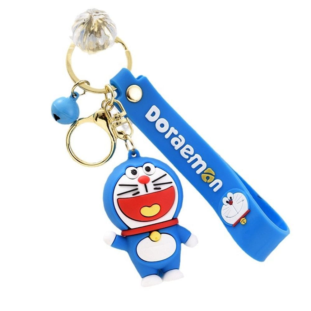 Chaveiro Doraemon Cute Blue Cat com campainha para chaves e bolsas
