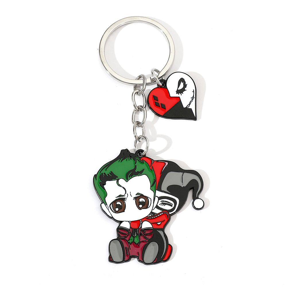 Chaveiro Alloy Chibi Joker e Harley Quinn para fãs