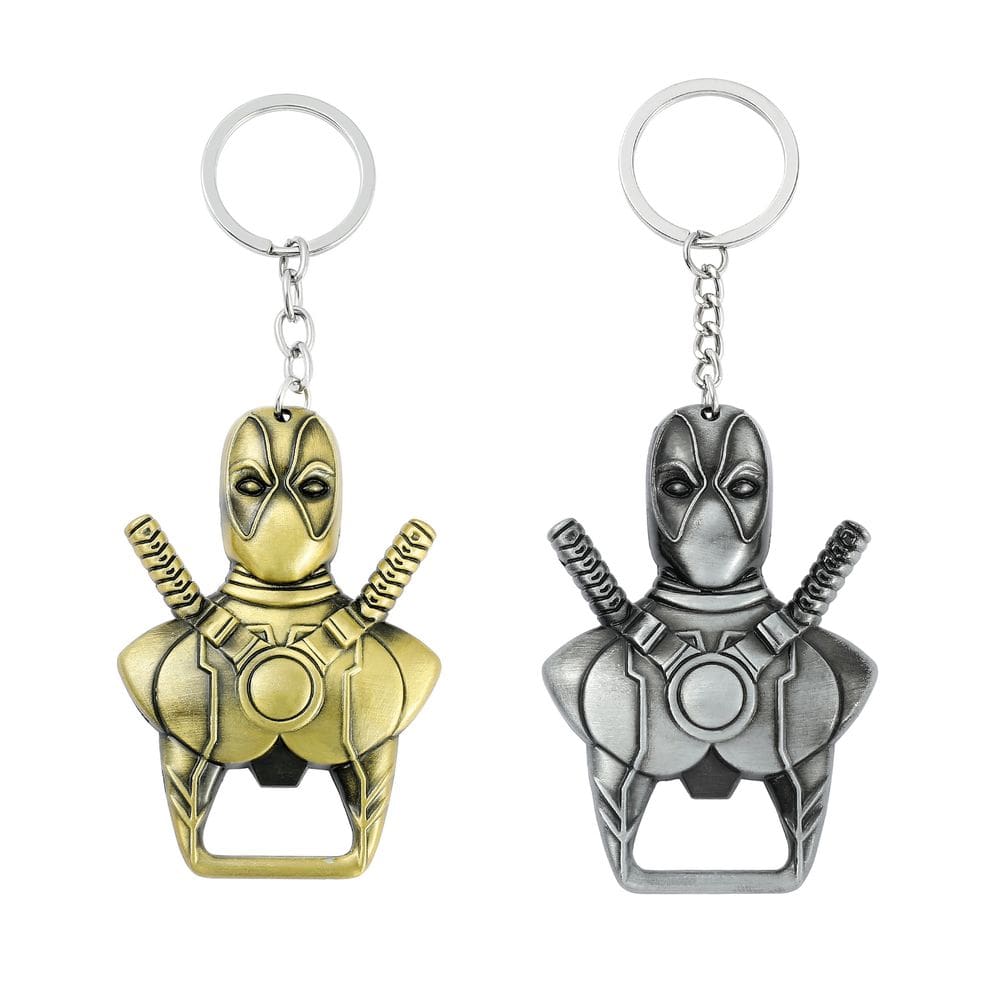 Chaveiro Deadpool com design de desenho animado com abridor de garrafas
