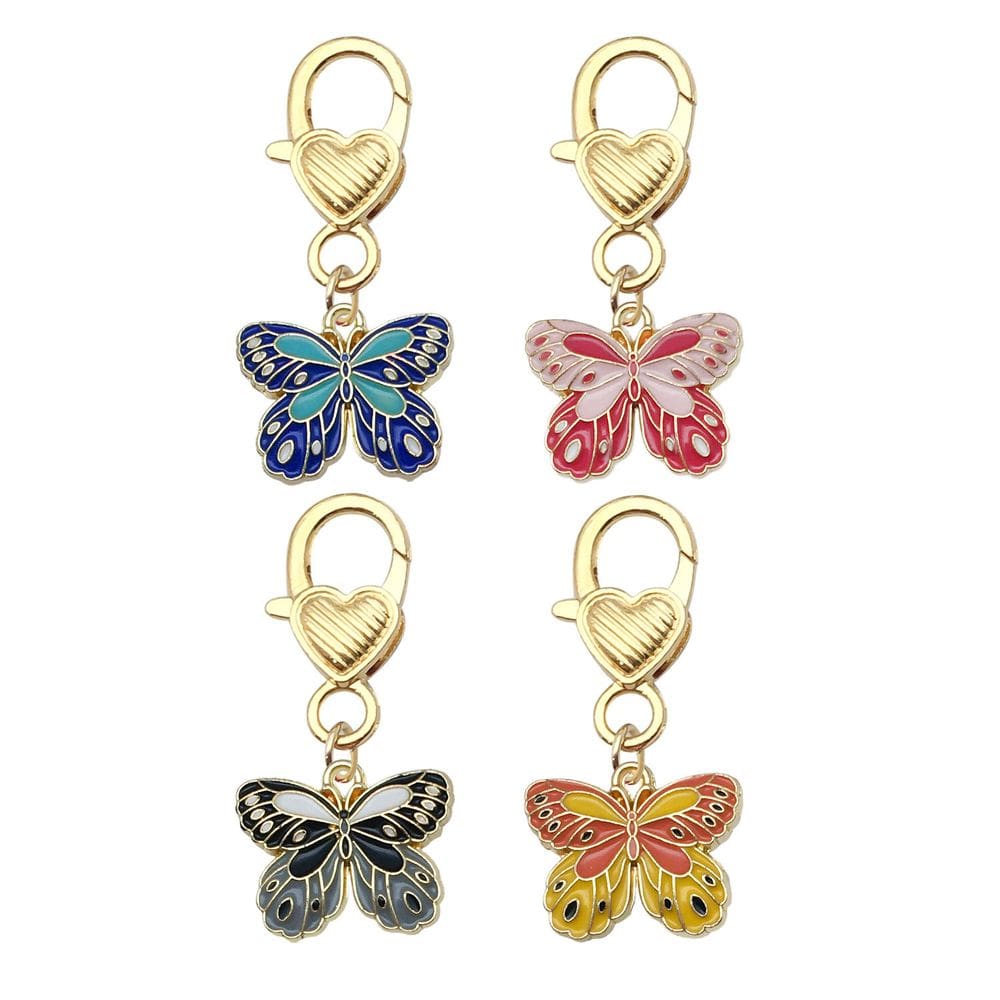 Conjunto de chaveiros com design colorido de borboleta com blusa em forma de coração