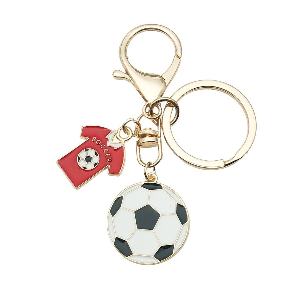 Chaveiro, camisa de futebol e acessório de chaveiro para fãs de futebol