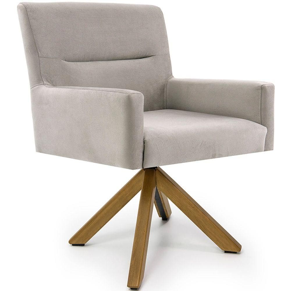 Cadeira Para Sala Angel Giratória Giromad Veludo Bege - Nexta Casa