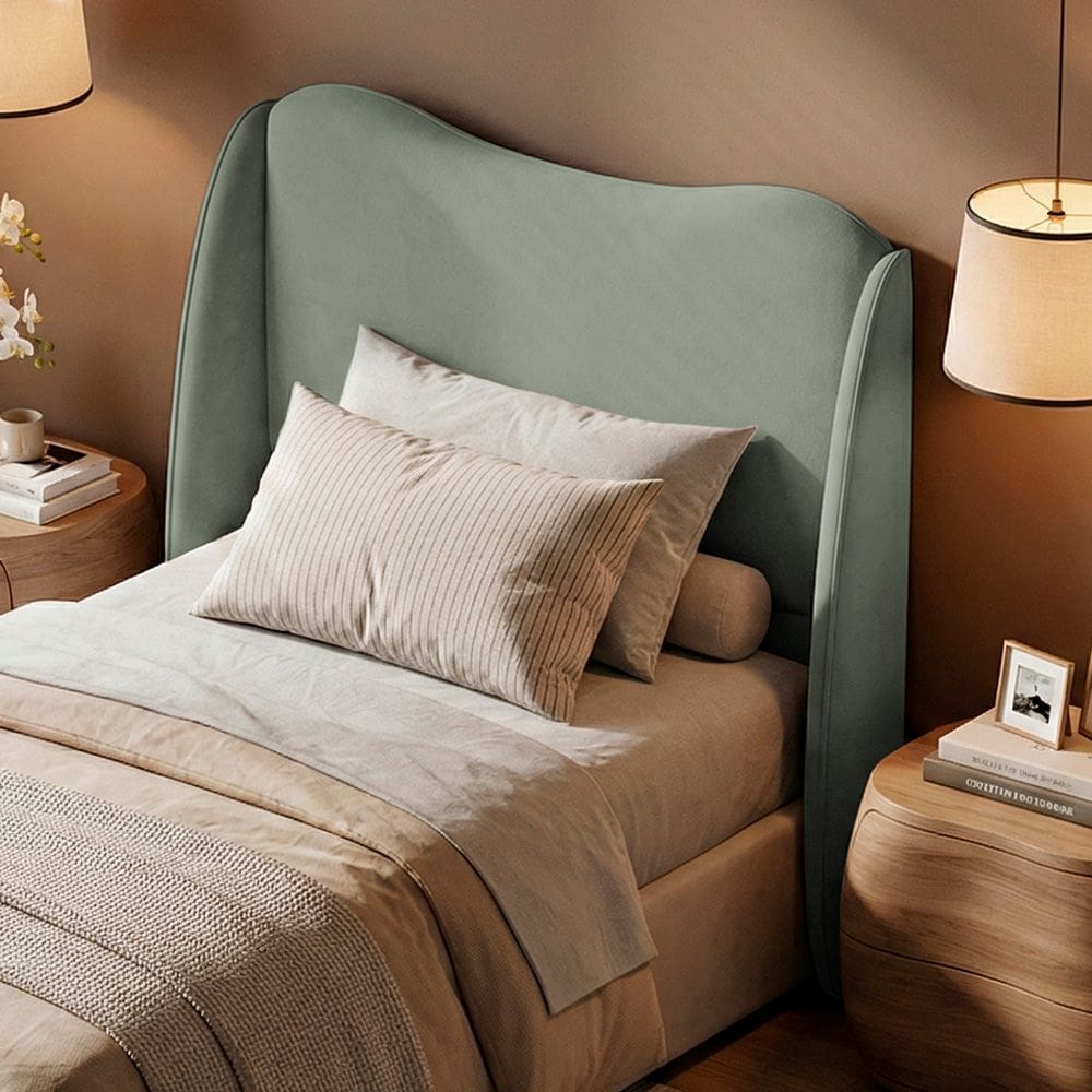 Cabeceira Orgânica Para Cama Box Viúva Luma 120cm Bouclê Verde Menta - Desk Design