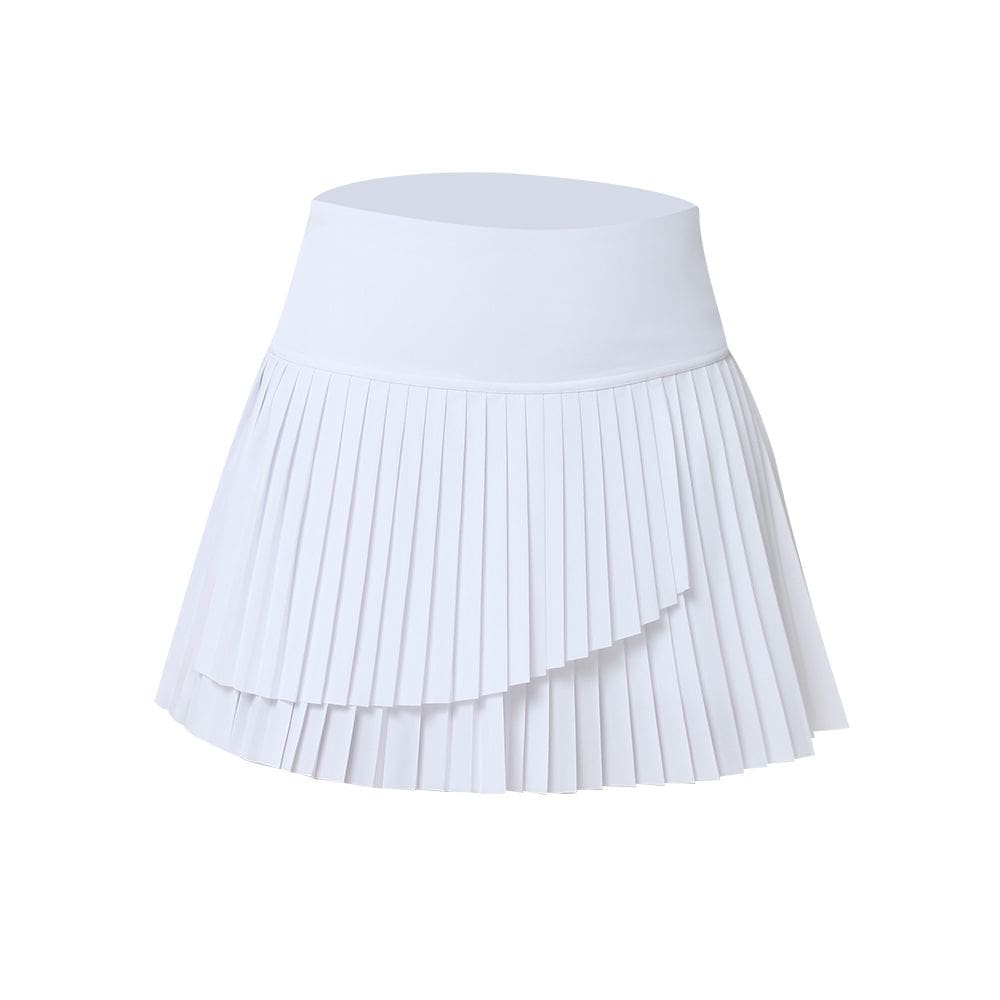 Saia feminina de dupla camada plissada para corrida e ioga