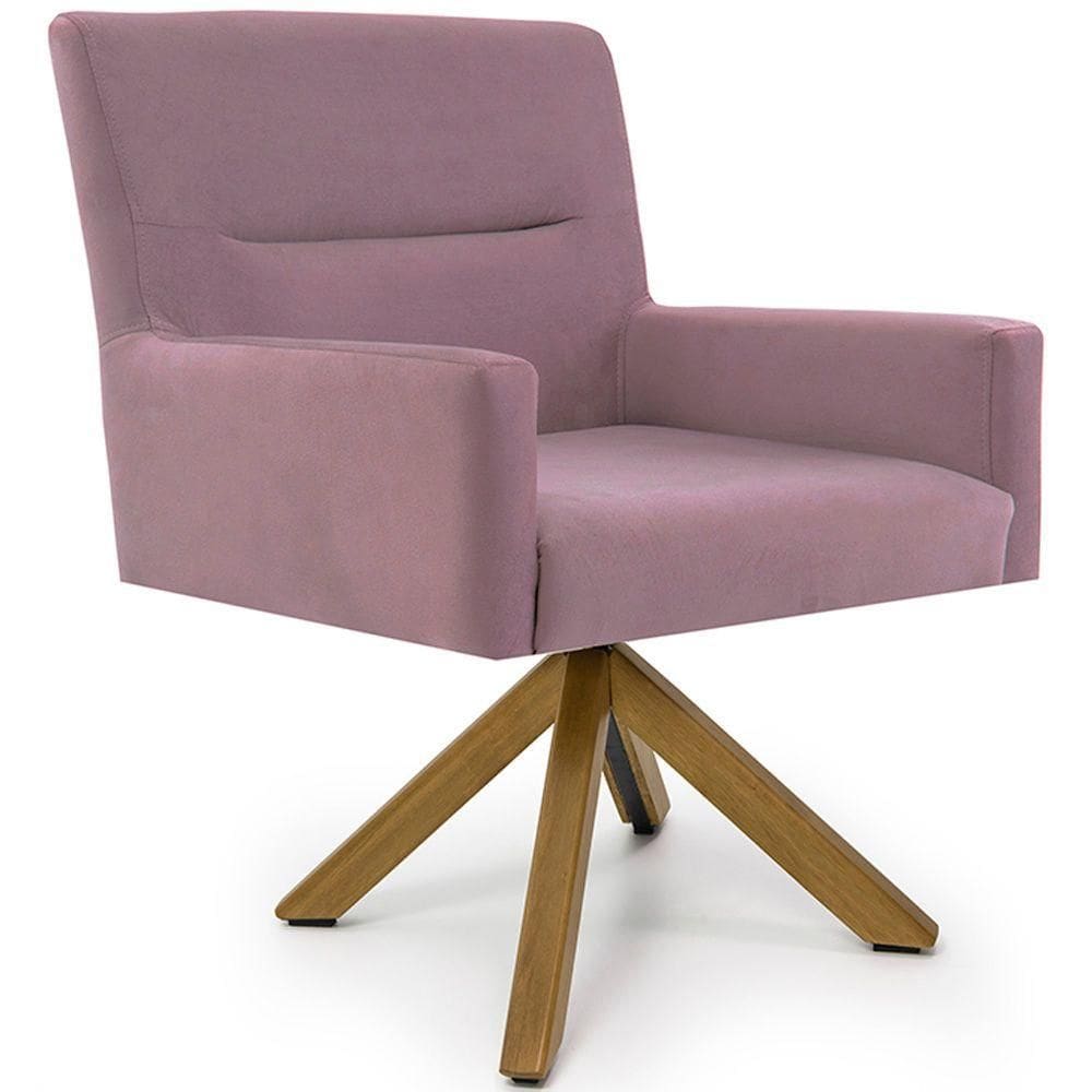 Cadeira Para Sala Angel Giratória Giromad Veludo Rose - Nexta Casa
