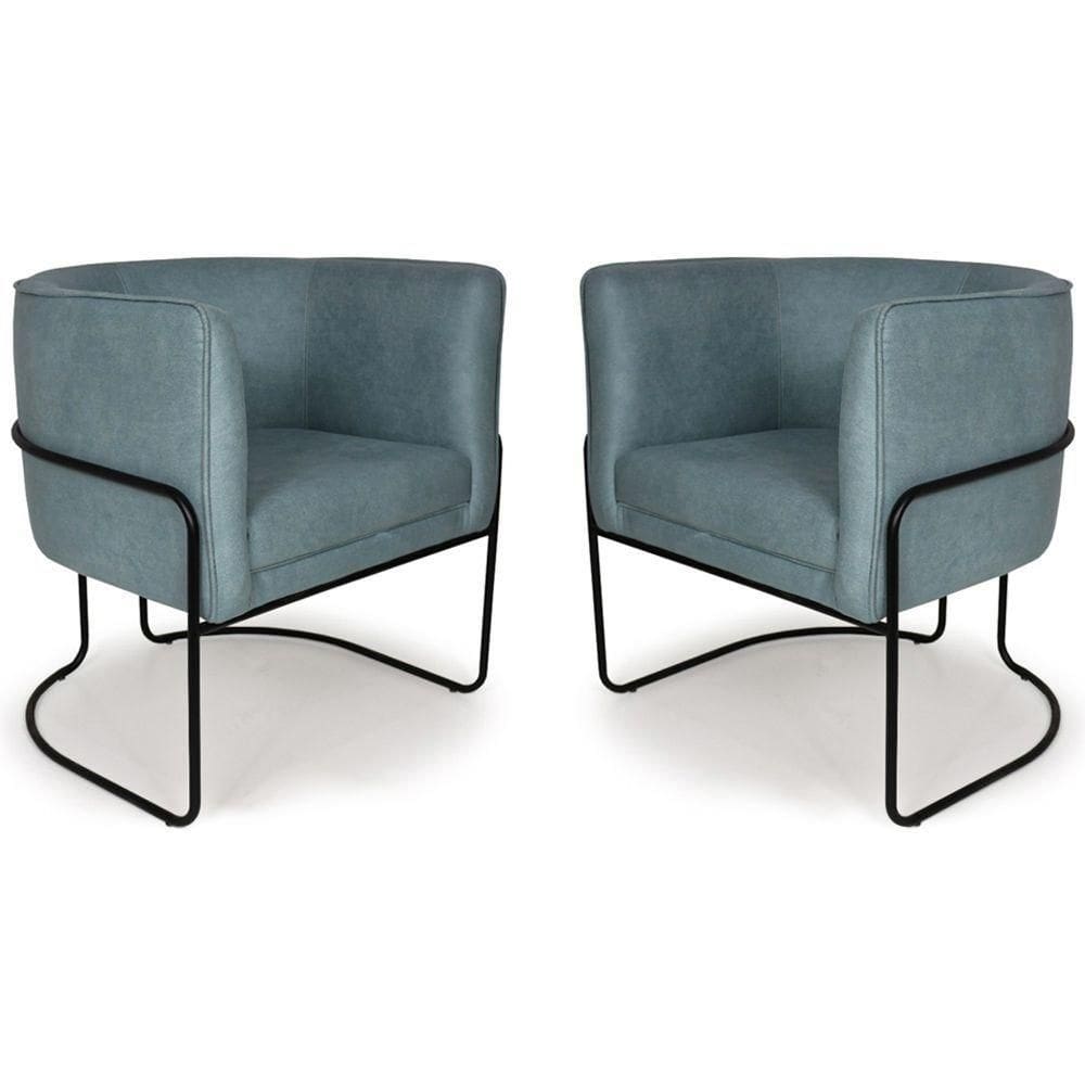 Kit 02 Poltronas Betina Base Preto Suede Camurça Azul Caribe - Nexta Casa