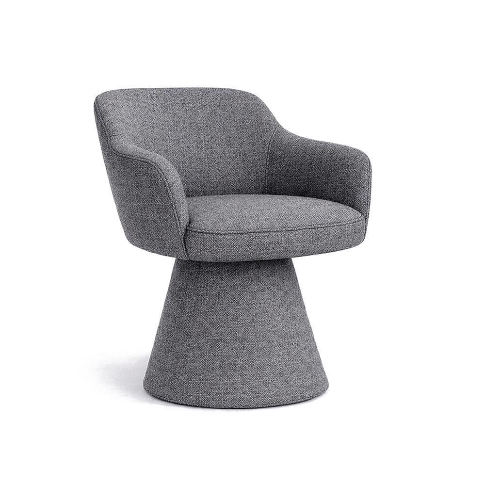Cadeira De Mesa De Jantar Jade Base Cone Giratória Linho Cinza Escuro - Nexta Casa