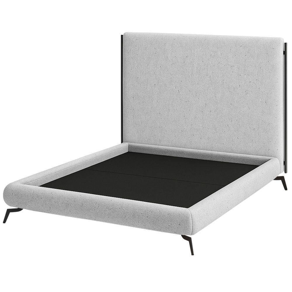 Cama King Pés Ferro Emma Com Cabeceira Parise Linho Cinza Claro - Nexta Casa