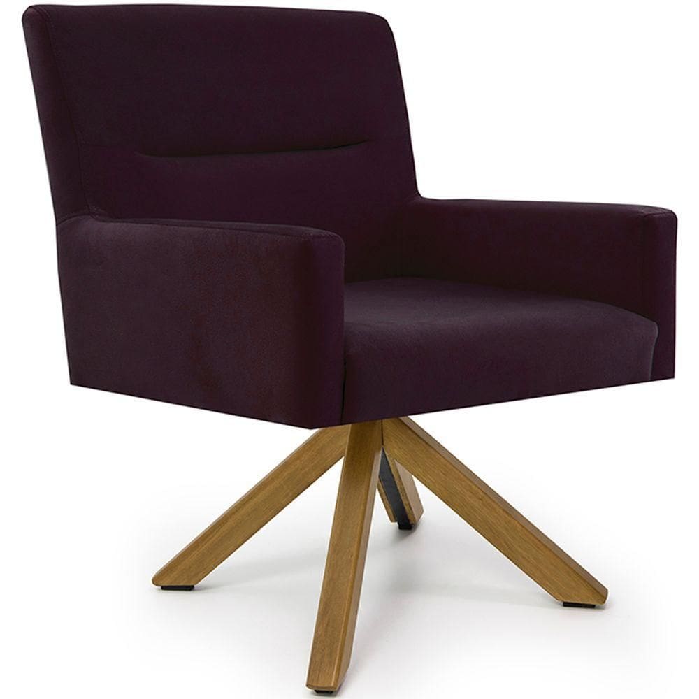 Cadeira Para Sala Angel Giratória Giromad Veludo Roxo - Nexta Casa