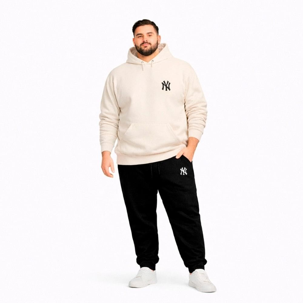 Conjunto Moletom Plus Size Canguru G1 a G5 Casaco Com Capuz Calça de Frio Inverno Algodão Poliester