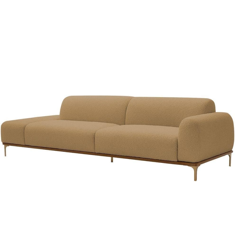 Sofá Living Unne 3 Lugares 210cm Terminal Direito Bouclé Camel - Nexta Casa Cor Camel