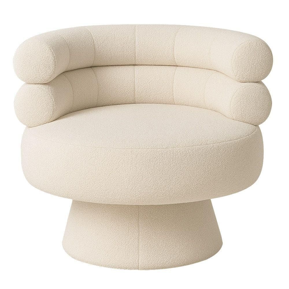 Poltrona Orgânica Mabel Base Giratória Bouclé Off White - Nexta Casa