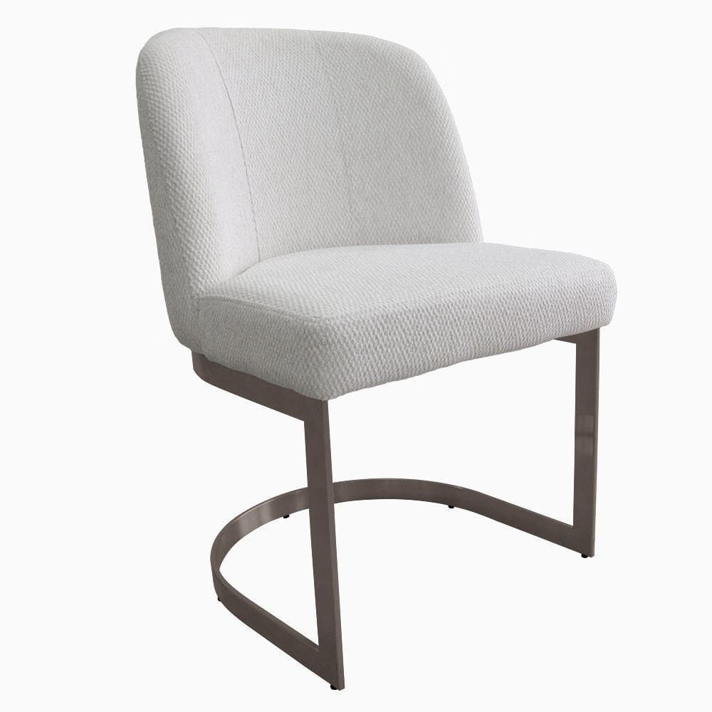 Cadeira De Jantar Cléo Base Titânio Linho Bouclé Off White - Nexta Casa