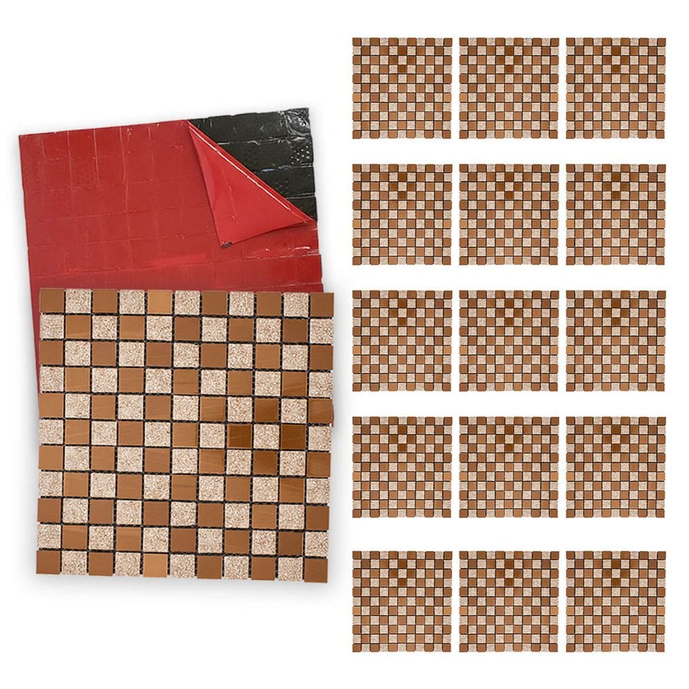 Pastilha De Vidro Autocolante Kit 15 Uni Parede Lavabo Box Banheiro Sala Decorativa Facil Aplicacao Requintada Moderna