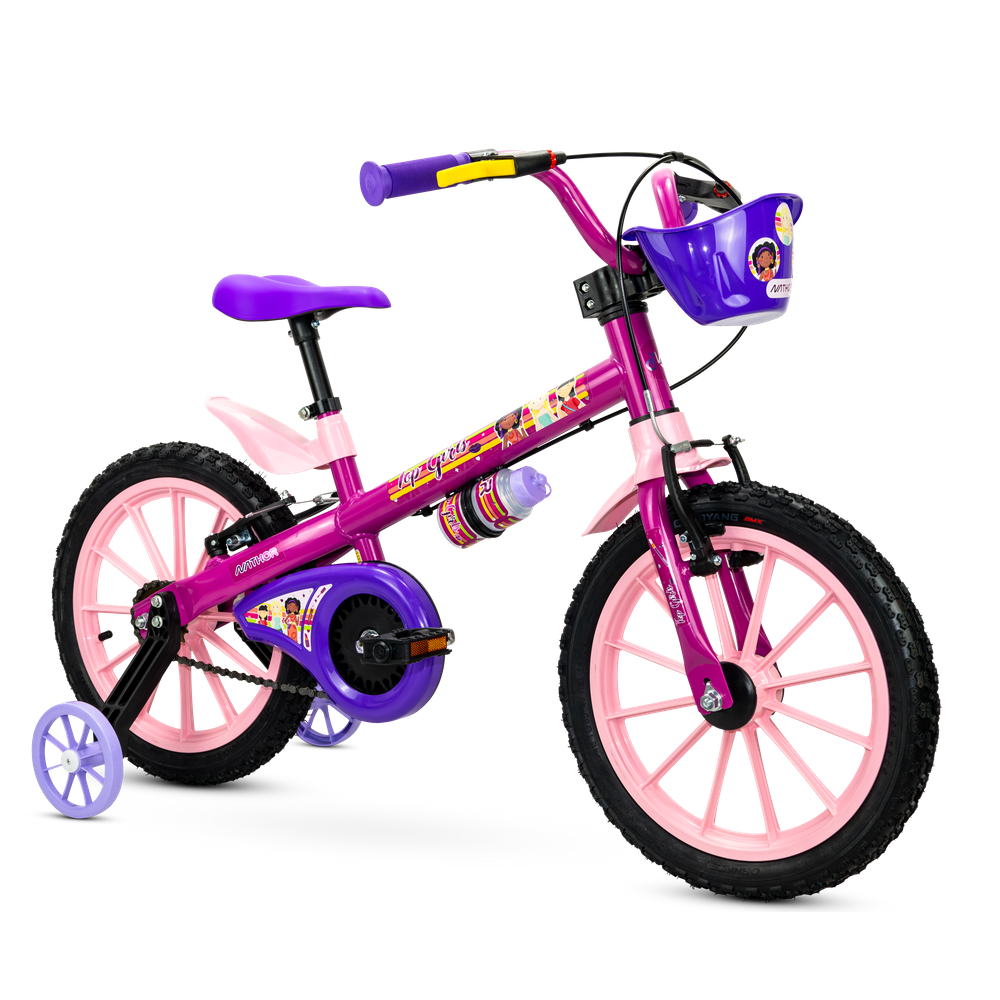 Bicicleta Infantil Top Girls Aro 16 com Selim Ajustável e Cestinha - Nathor