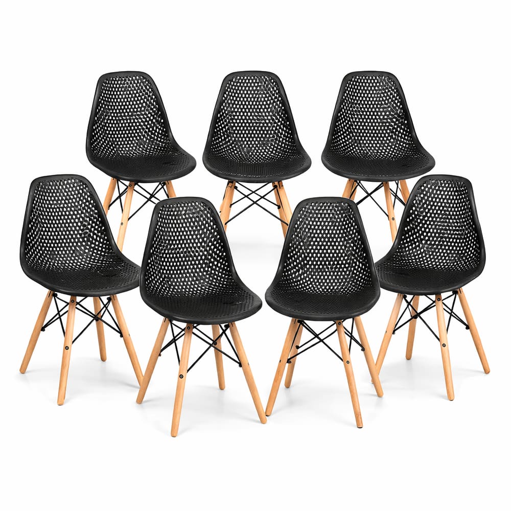 Kit 7 Cadeira Eames Eloisa Design Colmeia Preto