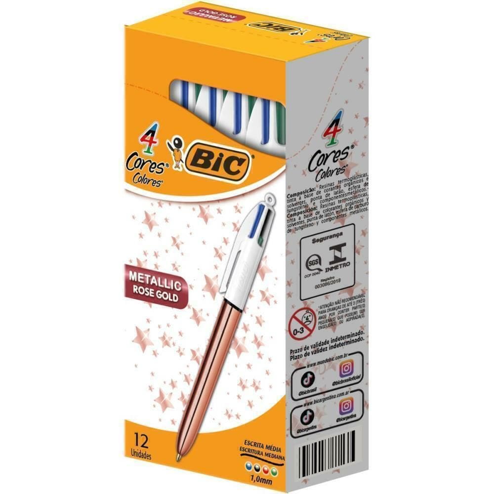 Caneta Esferográfica Bic 4 Cores Rose Gold 12un - Bic