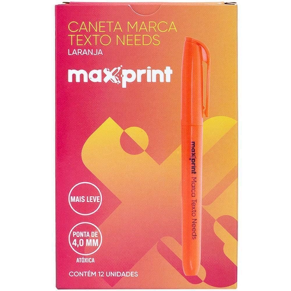 Caneta Marca Texto Needs Laranja 12un - Maxprint