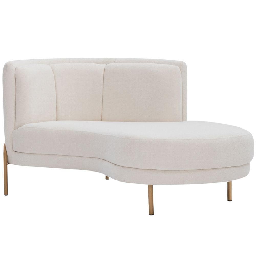 Sofá Chaise Direito Base Ouro Fosco Penélope Bouclé Off White - Nexta Casa