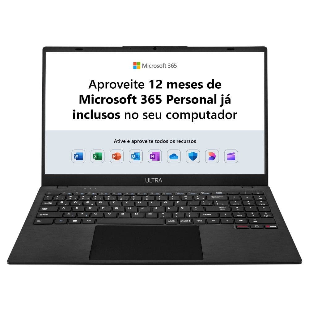 Notebook Ultra, Windows 11 Home, Tela 15,6 Pol HD, Celeron N4020C, Memoria 4GB/128GB, Microsoft 365, Multi - UB261