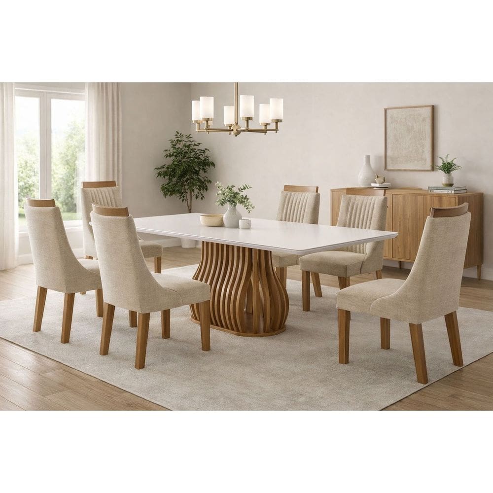 conjunto de jantar 6 lugares 1,80 em MDF  Harmina - Domus