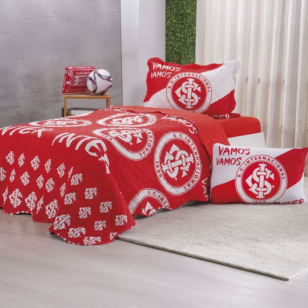 Kit Colcha Solteiro Times de Futebol 100% Poliéster 160x220cm Bene Casa