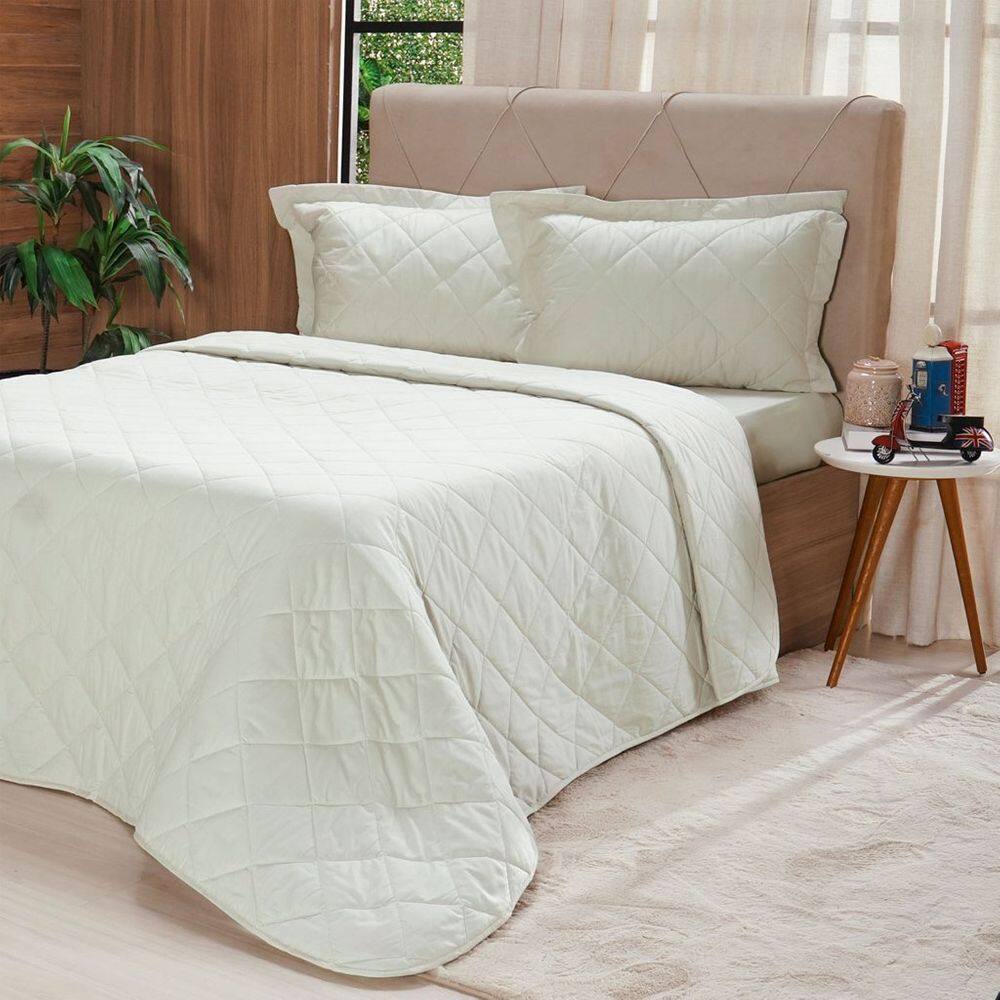 Kit Colcha Solteiro 200 Fios Lisa 100% Algodão 160x240cm