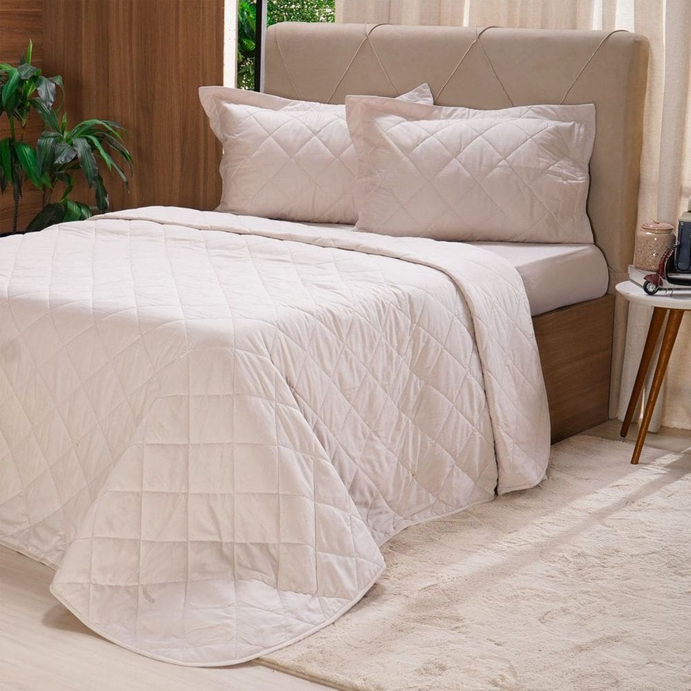 Kit Colcha Solteiro 200 Fios Lisa 100% Algodão 160x240cm