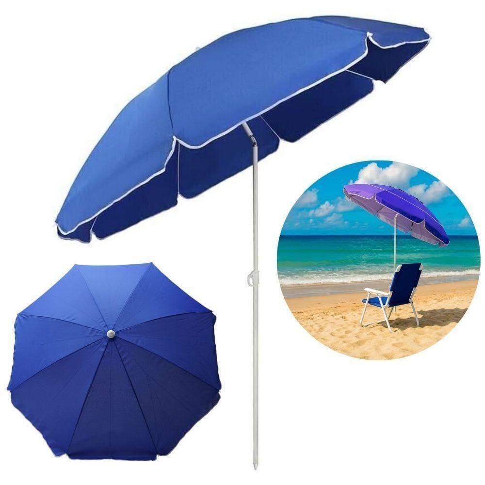 Guarda Sol Guarda-Sol Azul 155CM Poliéster 130G m² Silver Coating Aço Articulável Azul