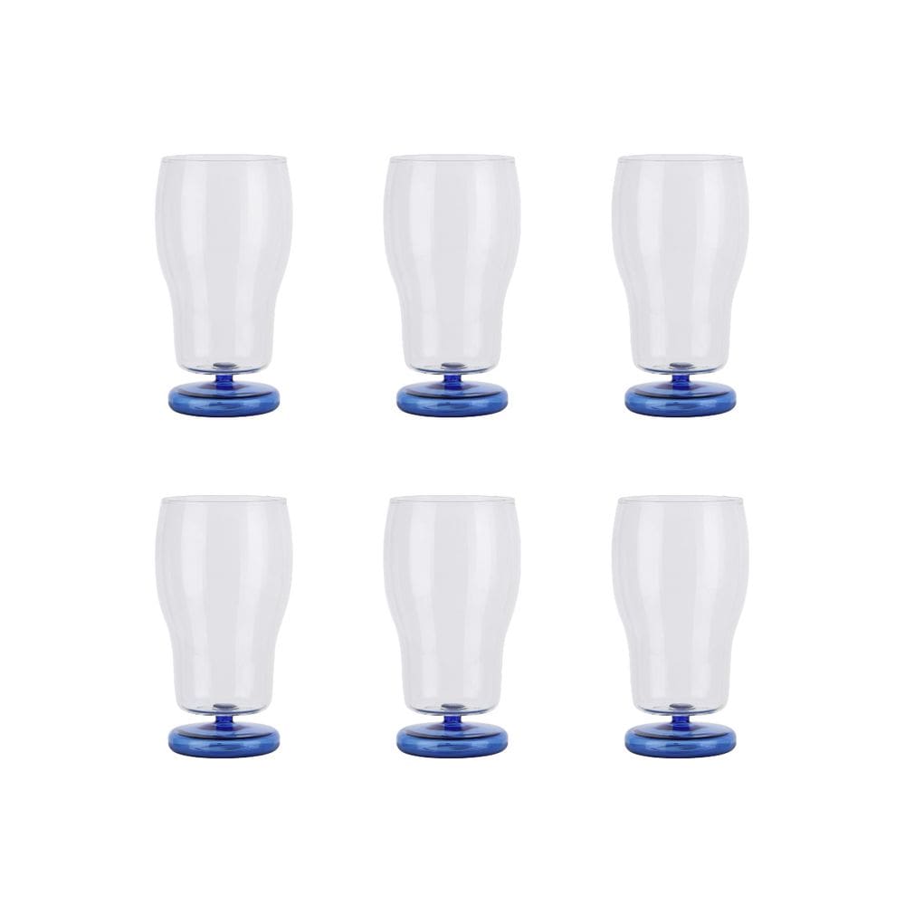 Conjunto 6 Copos Fluire de Vidro Base Azul 650ml GI0067 BTC