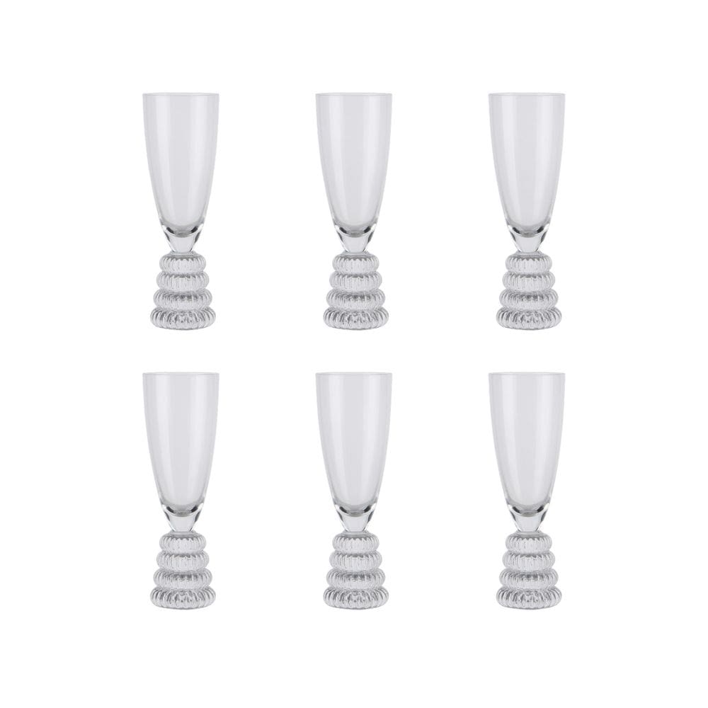 Conjunto 6 Taças de Champanhe em Vidro com Base Canelada 200ml GI0063 BTC