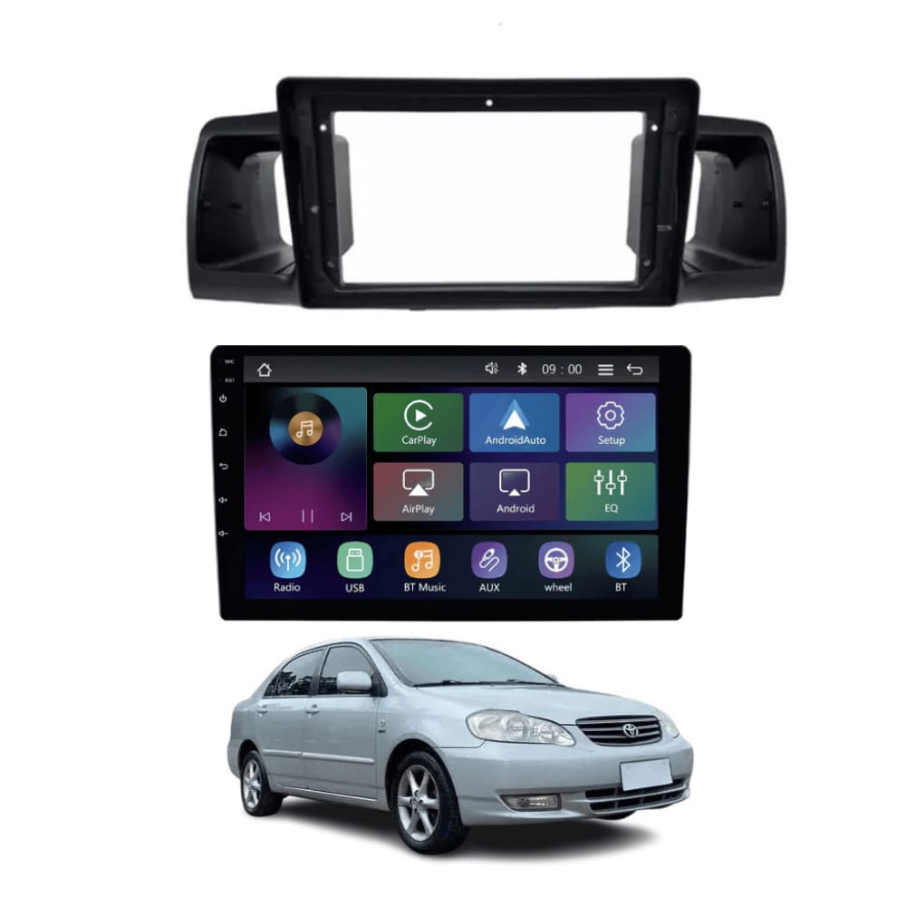 Central Multimídia MP5 Corolla 2003/2008 Tela 9” Polegadas Carplay e Android Auto Sem Fio - Roadstar RS-9200BR Pro Line