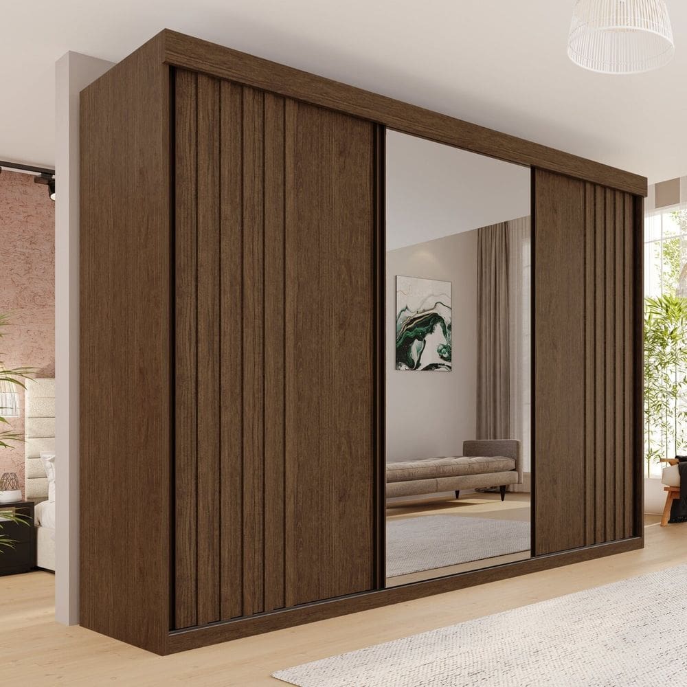 Guarda-roupa Casal 3 Portas 6 Gavetas 100% Mdf Ripado Londrina New Canion