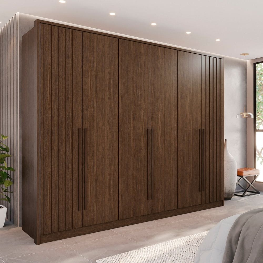 Guarda-roupa 6 Portas 6 Gavetas Anápolis Plus Ripado 100% Mdf New Canion