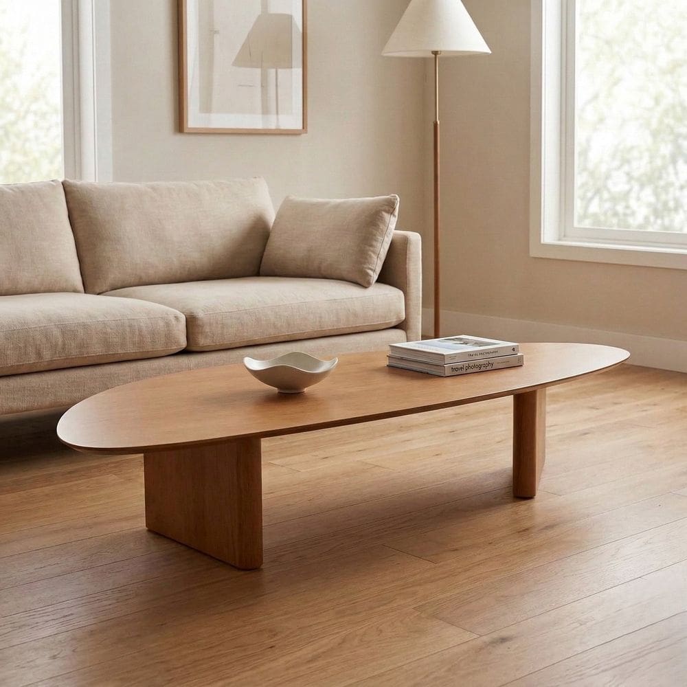 Mesa de Centro Orgânica Madeira Maciça 120cm de Lavie Mel