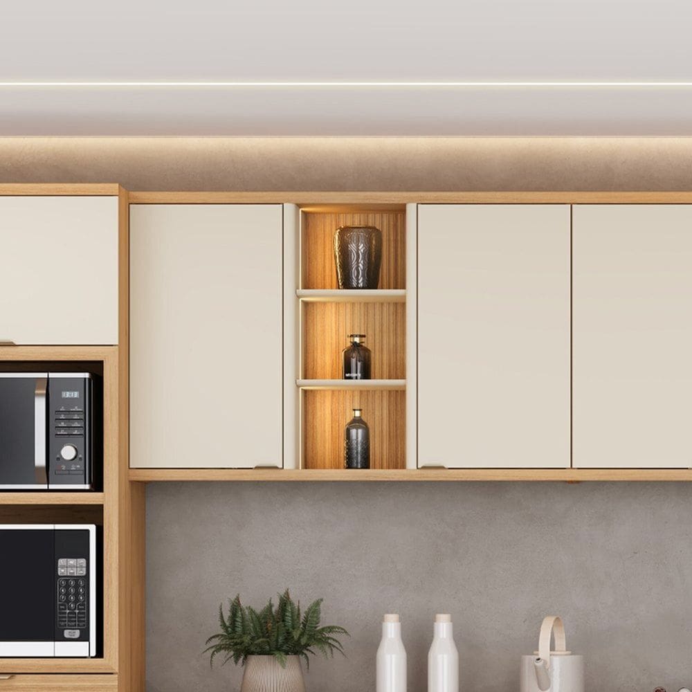 Aéreo para Cozinha Bless 1.20 Linea Brasil Jequitibá/Off White Fosco