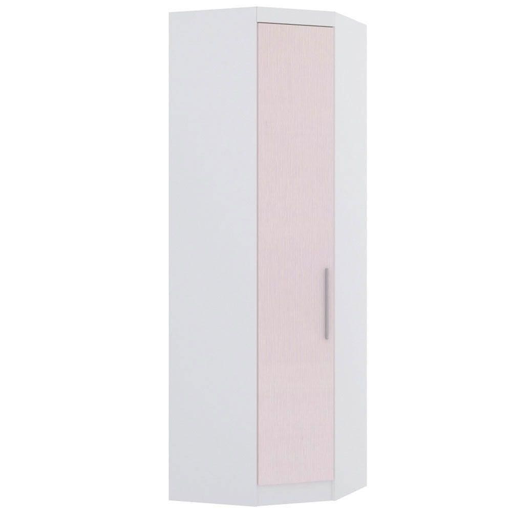 Guarda Roupa de Canto Diagonal 70cm 1 Porta Alpes Luciane Móveis Branco Pf-rosa Pf
