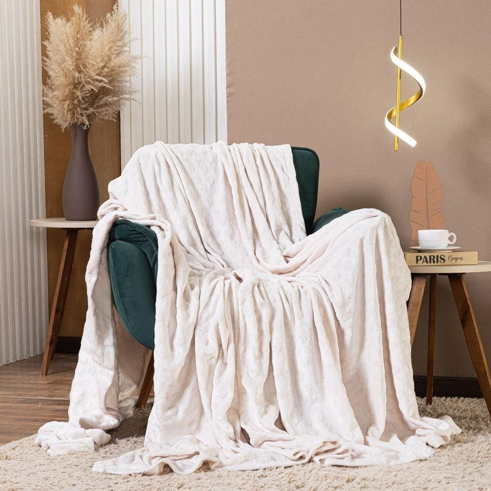 Cobertor Manta Queen Encanto Avulso Dupla Face Em Mantinha Plush Fleece Corações Alto Relevo Toque De Seda Cor Palha