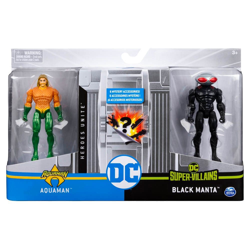 2 Bonecos de10Cm Aquaman e Black Manta - Dc Comics