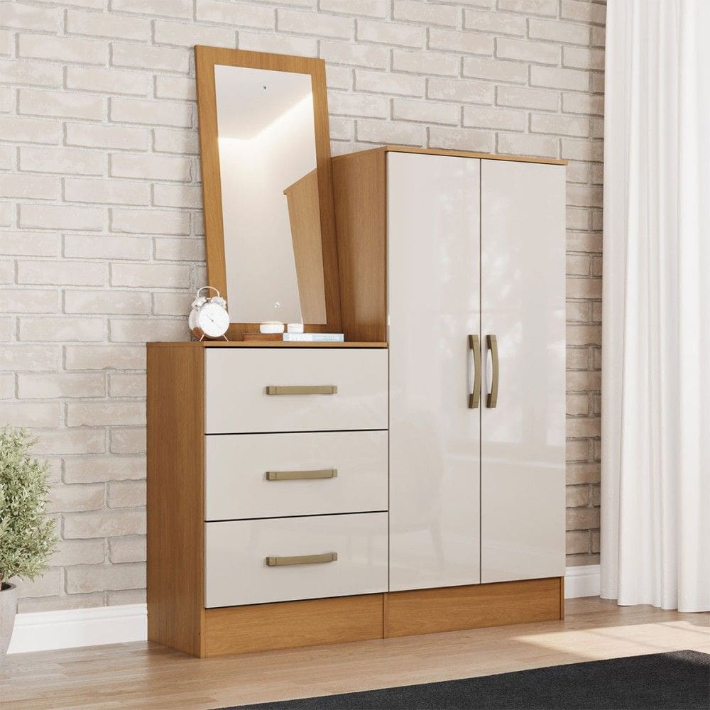 Cômoda Sapateira 2 Portas 3 Gavetas Cinamomo/Off White B700 - Henn