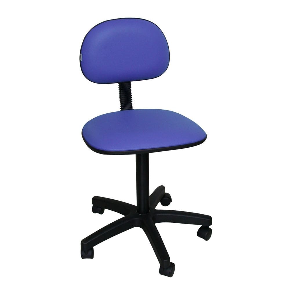 Cadeira Secretaria Couro Azul | Base Giratória | Sem Altura