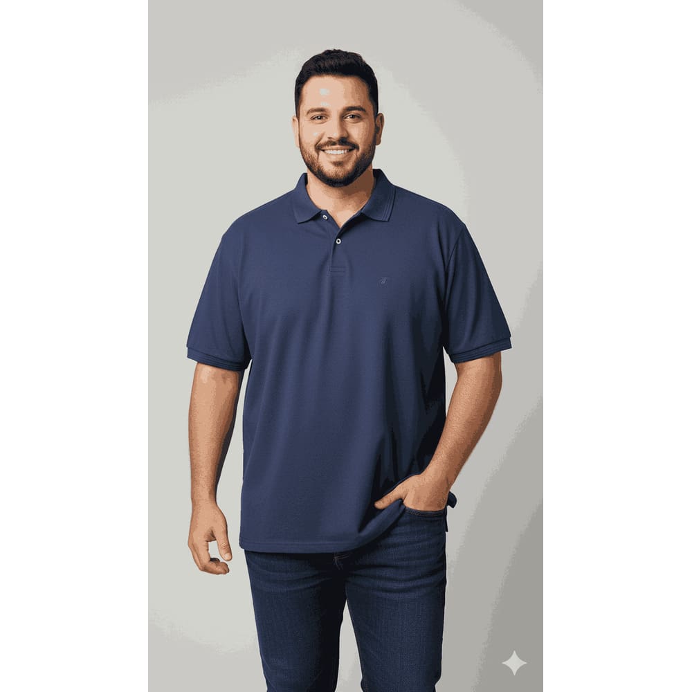 Camiseta Polo Masculina Plus Size Básica