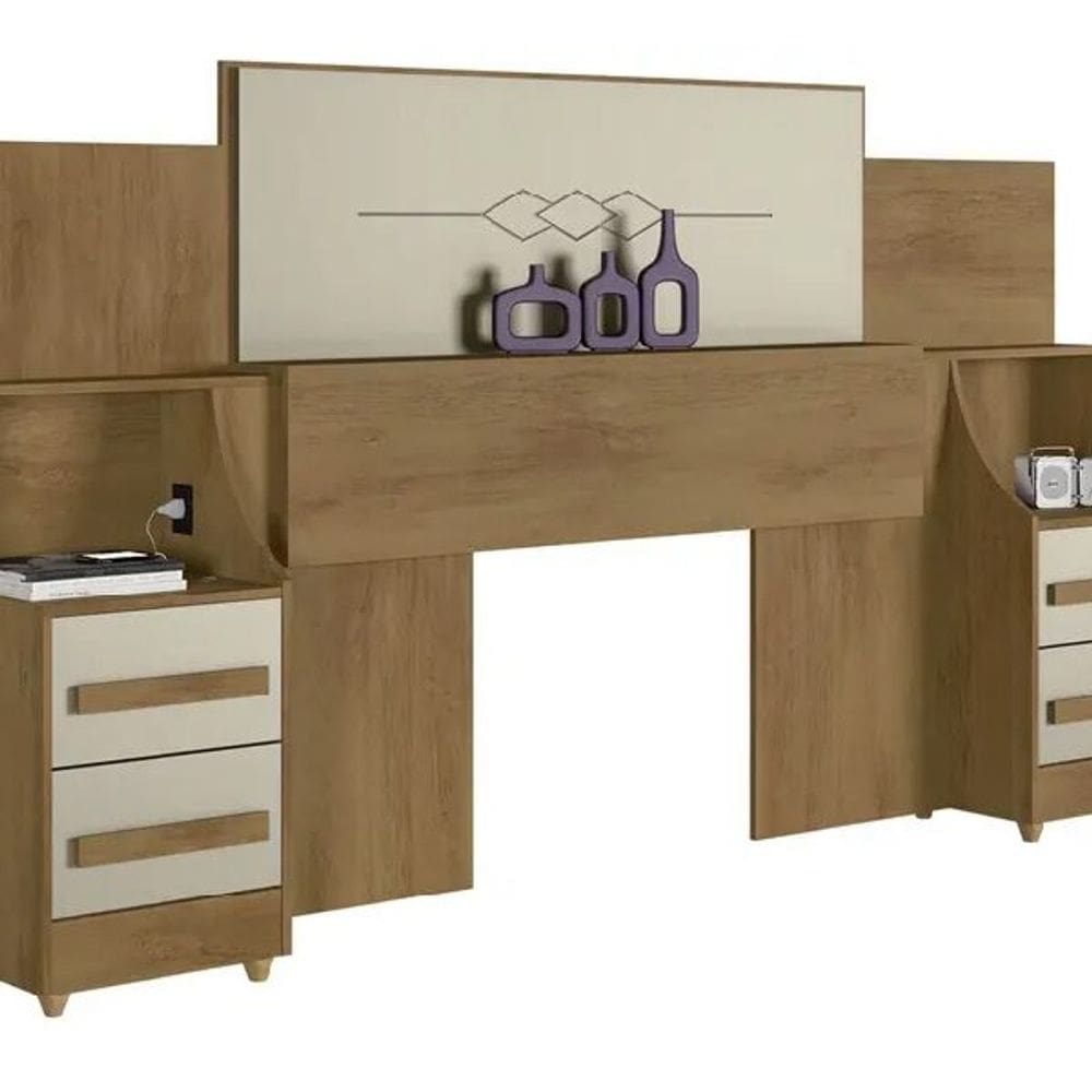 Cabeceira De Casal Síria Cinamomo/Offwhite – RV Móveis