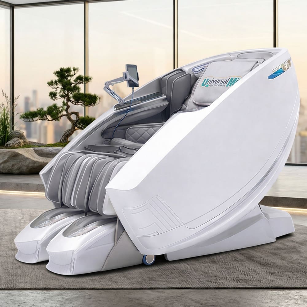 Cadeira de Massagem 4D Inteligente com Aquecimento, Bluetooth, 36 Airbags - Branca