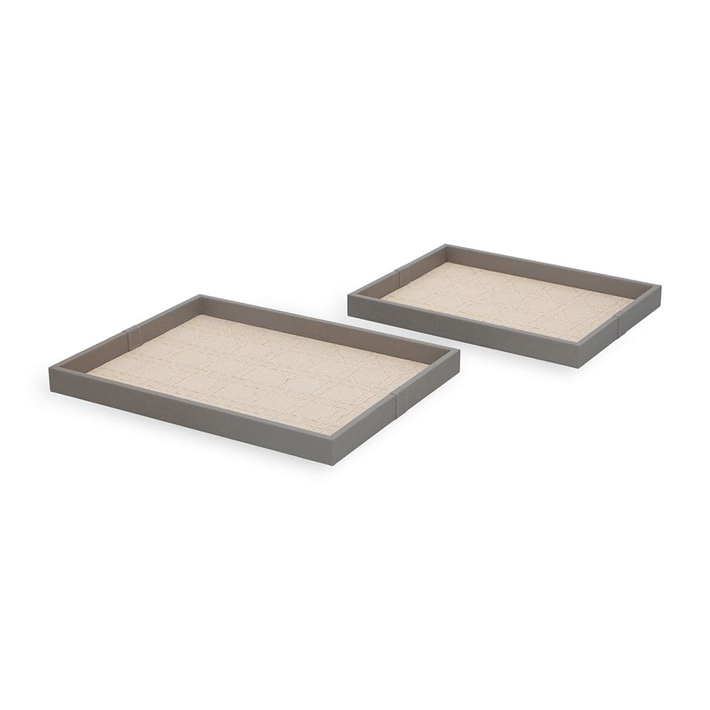 Kit 02 Bandejas Decorativas em MDF com Revestimento em PU Cinza 19331 Mart