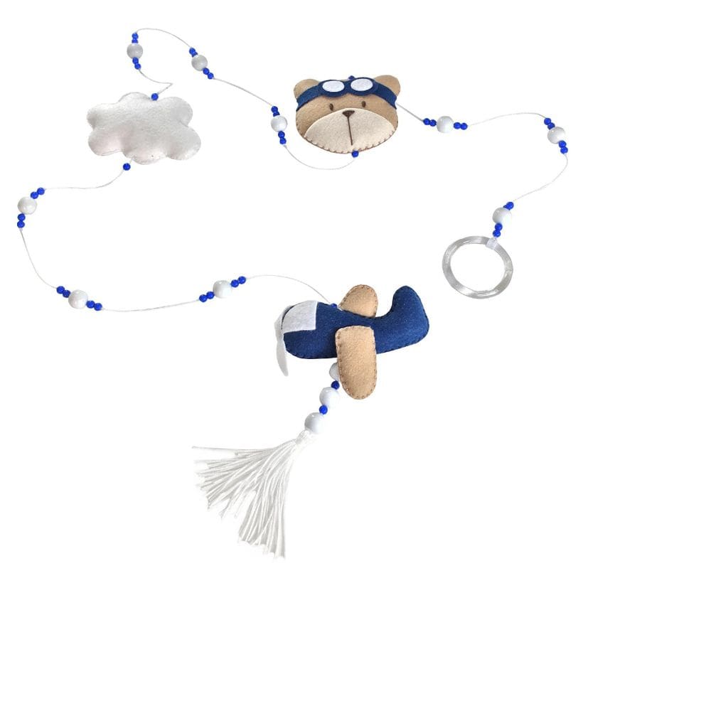 Pingente De Cortina Urso Aviador Quarto Bebê Infantil Menino